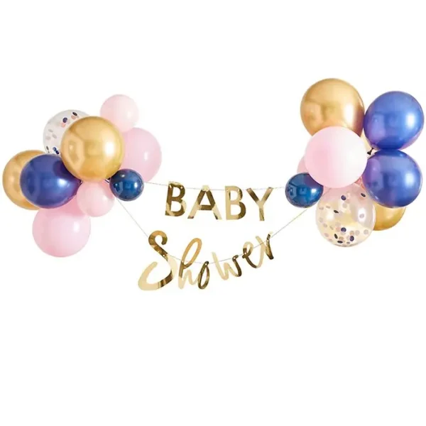 Pink and navy babyshower slinger zoom