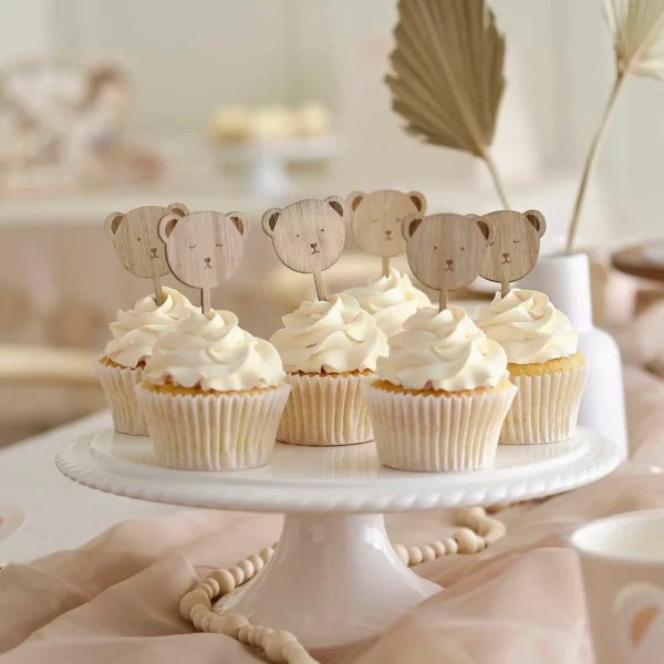 Teddy bear cupcake prikkers